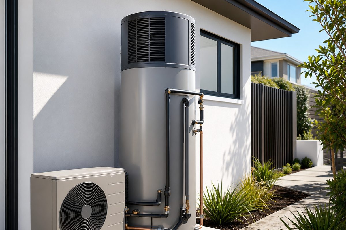 Heat pump hot water installation — Borza Plumbing, Berwick